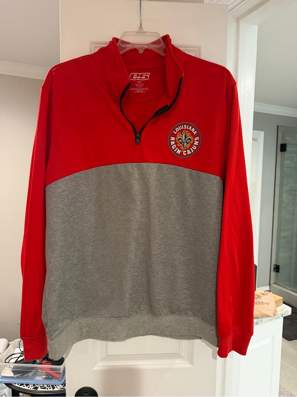 Louisiana Ragin' Cajuns Red and Gray Quarter-Zip Pullover